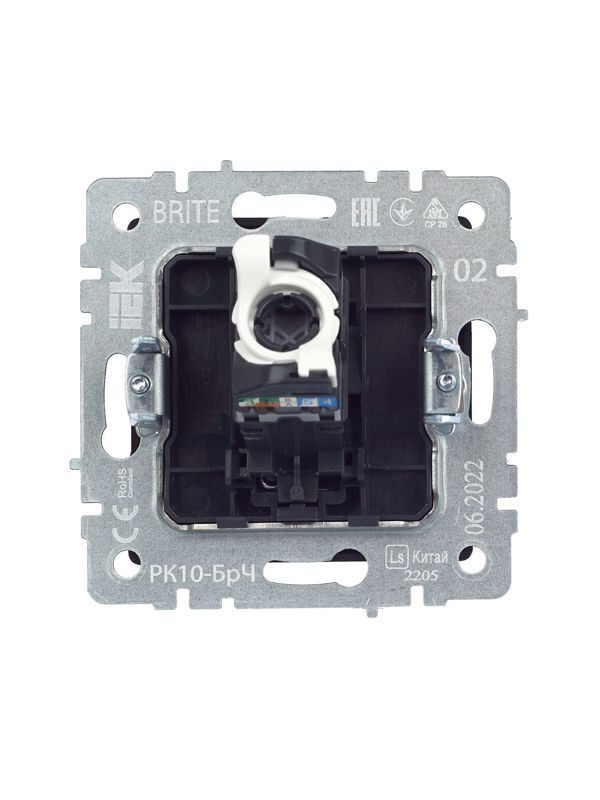Розетка компьютерная СП RJ45 кат.5E BRITE РК10-БрЧ механизм черн. IEK BR-K10-1-K02