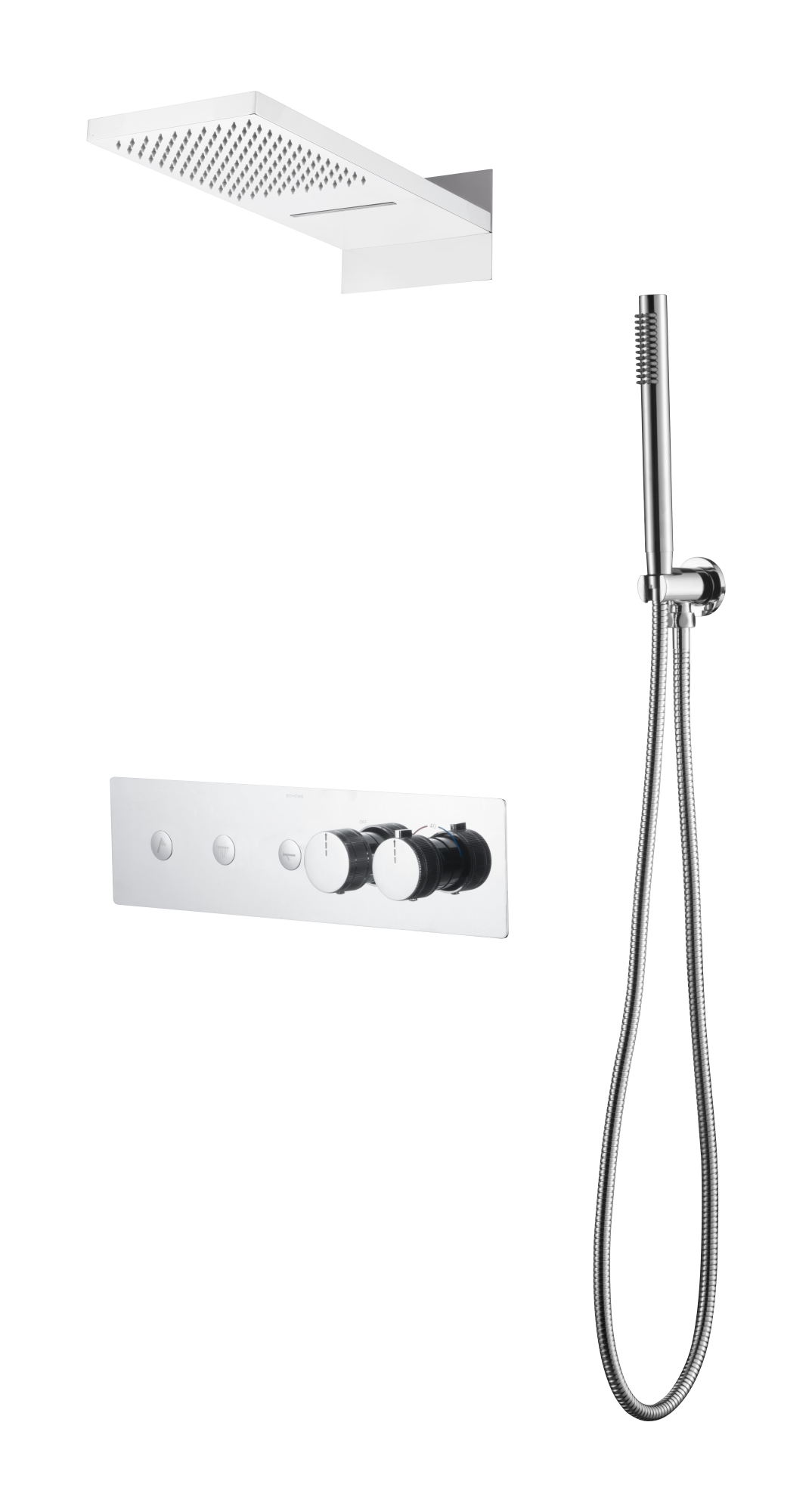 Встроенная душевая система FUSION с термостатом, трехпозиционная CHROME