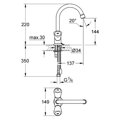 Смеситель Grohe Costa S 21338001 для раковины