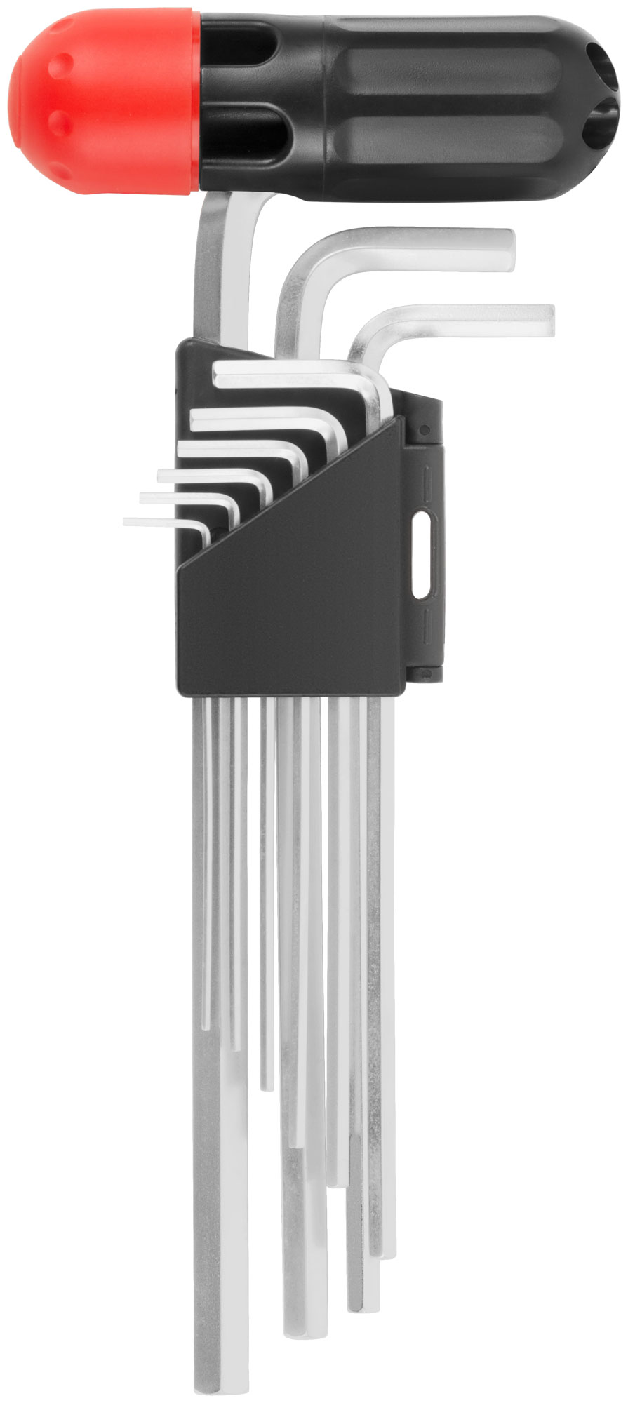 Ключи шестигранные HEX длинные CrV  9 шт.( 1,5-10 мм ), пластиковая Т-обр.ручка