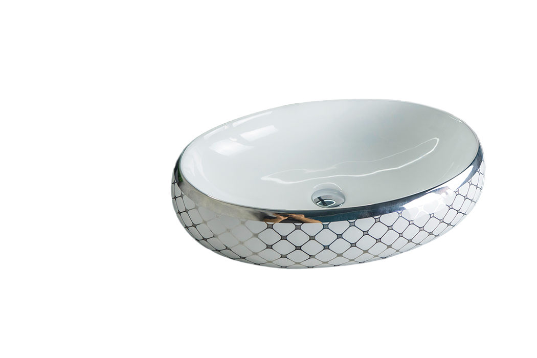 Раковина Gid Nc262 52201 накладная белая / хром 60x41x15