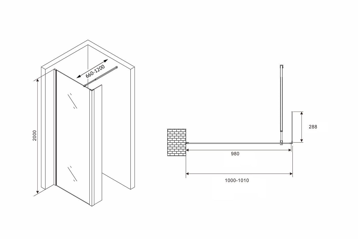 Душевая перегородка ABBER Immer Offen AG66100B