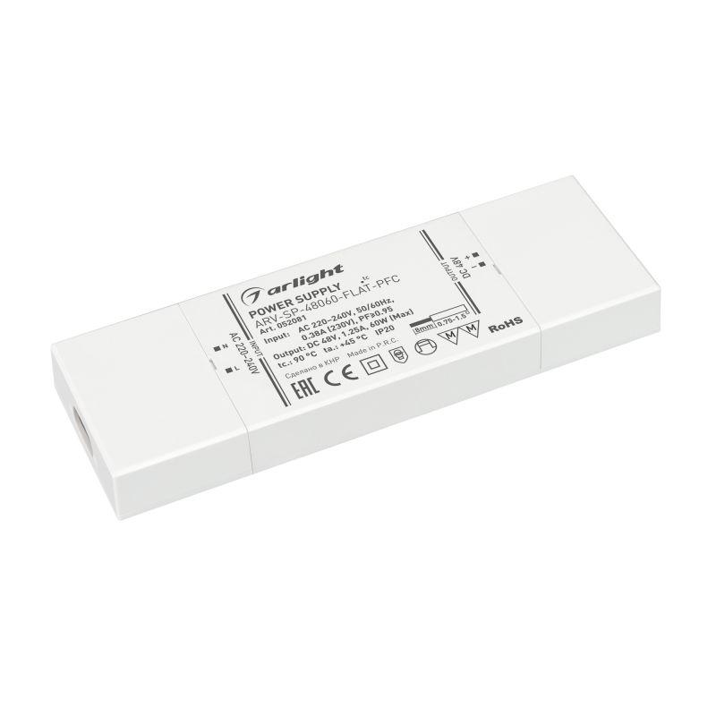Блок питания ARV-SP-48060-FLAT-PFC 48В 1.25А 60Вт IP20 пластик Arlight 052081
