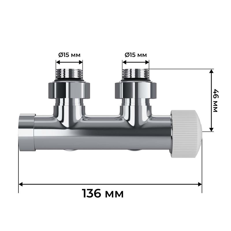Узел нижнего подключения термостатический угловой Design Pro 15мм М30х1.5 хром Royal Thermo НС-1646652