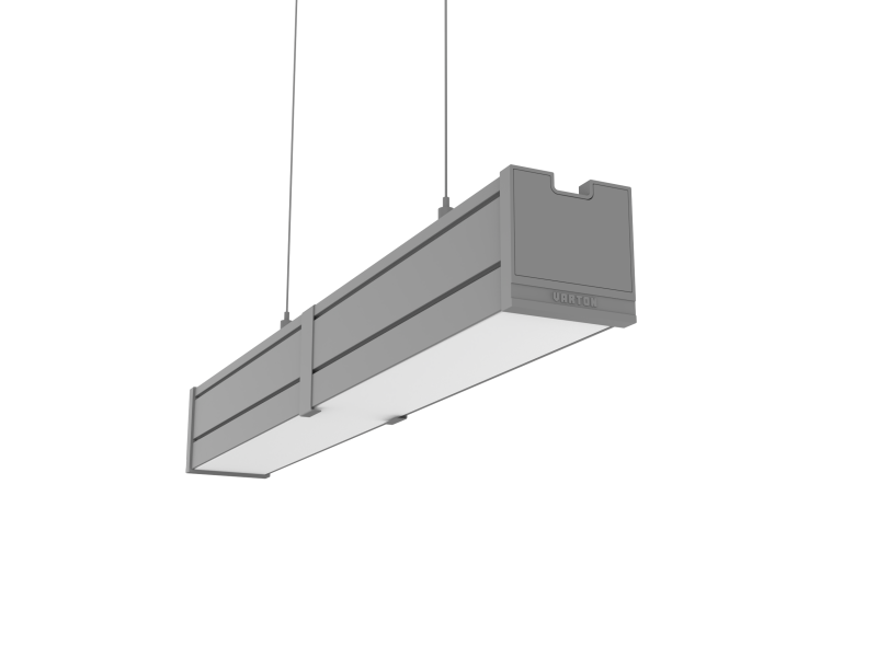 Светильник светодиодный Mercury Pro GL 523х66х68 26Вт 4000К CRI90 подвесной/накладной аварийный автономный постоянного действия рассеив. опал закал. стекло RAL7045 сер. муар декор. провод 2м подвесы 2м VARTON V1-R0-7R256-31GOA-5402640