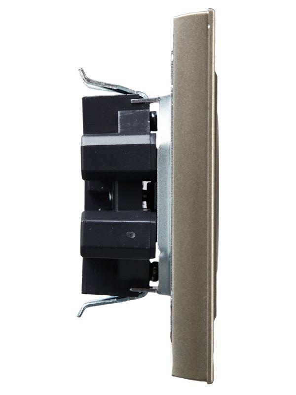 Розетка 2-м СП BRITE РСш12-2-БрШ 10А в сборе без заземл. защ. шторки шампань IEK BR-R23-10-K37-F