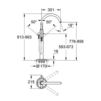 Смеситель Grohe Atrio 32653002 напольный для ванны