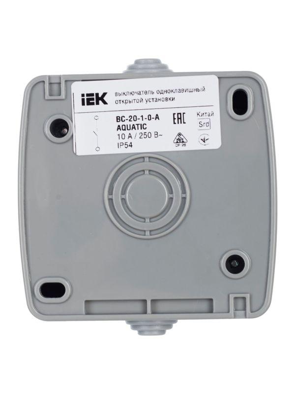 Выключатель 1-кл. 1п ОП Aquatic 10А IP54 ВС-20-1-0-А сер. IEK EVA10-K03-10-54