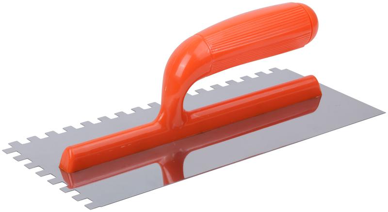 Гладилка нержавеющая с пластик. ручкой 280х130мм зубчатая 8х8мм FIT 05168