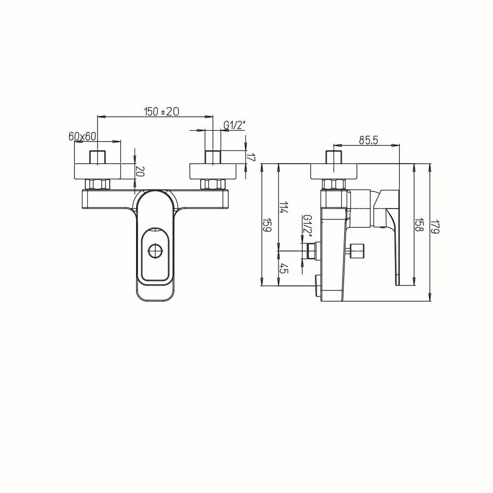 Смеситель Paini Flat KKCR1112SLMKM для ванны