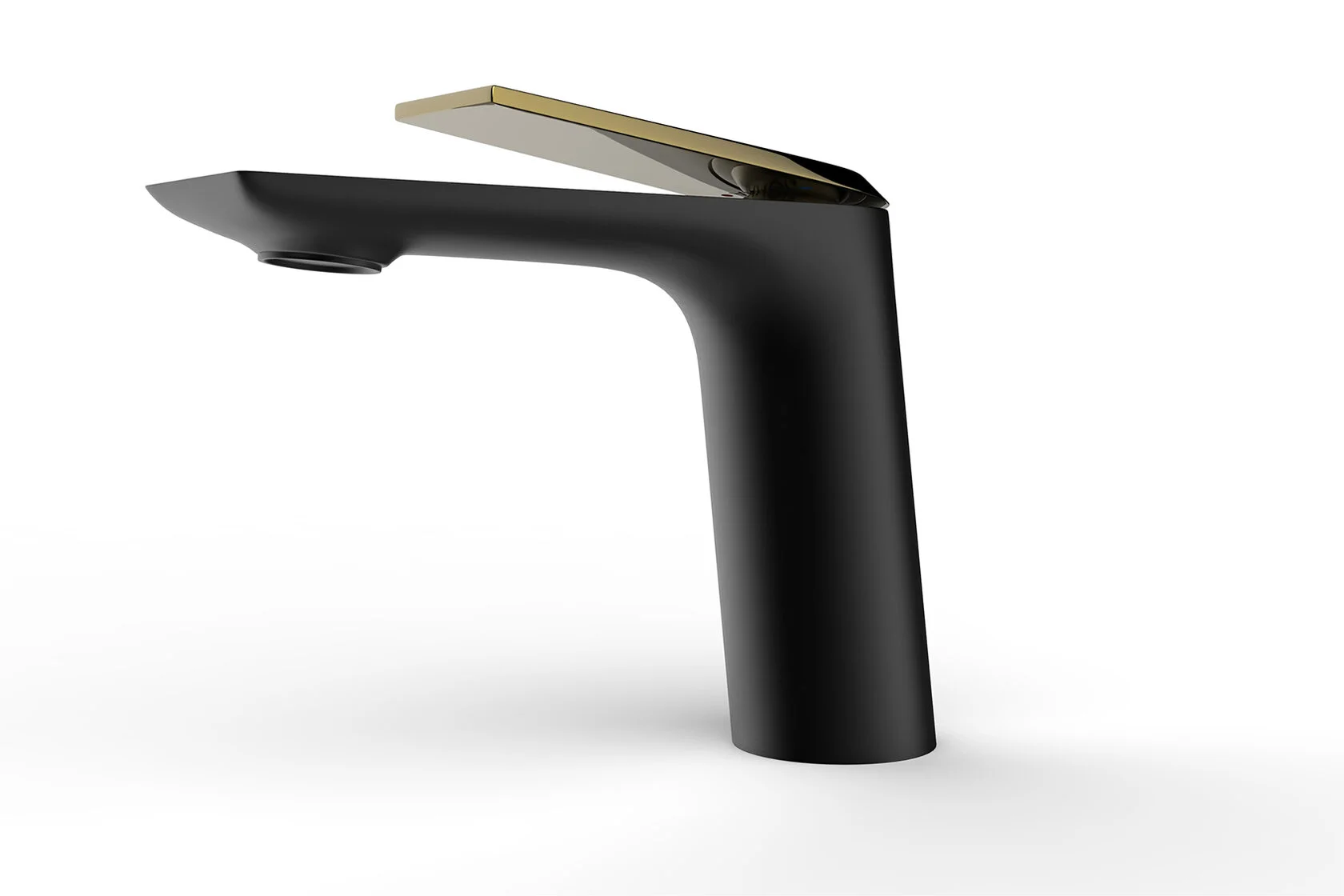 Смеситель для раковины ARROW AMP1145H, черный матовый, золотая ручка