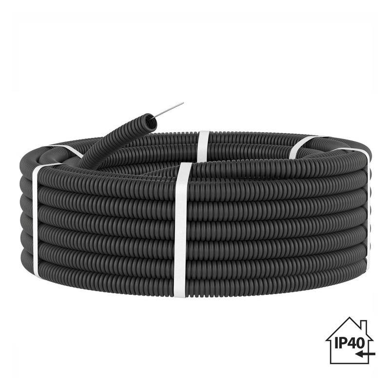 Труба гофрированная ПНД d25мм с протяжкой черн. (уп.50м) TOKOV ELECTRIC TKE-PND25-BL-50