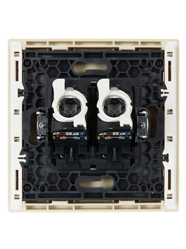 Розетка компьютерная 2-м RJ45 кат.5E FORTE&PIANO FP433 ваниль IEK FP-K20-1-K10