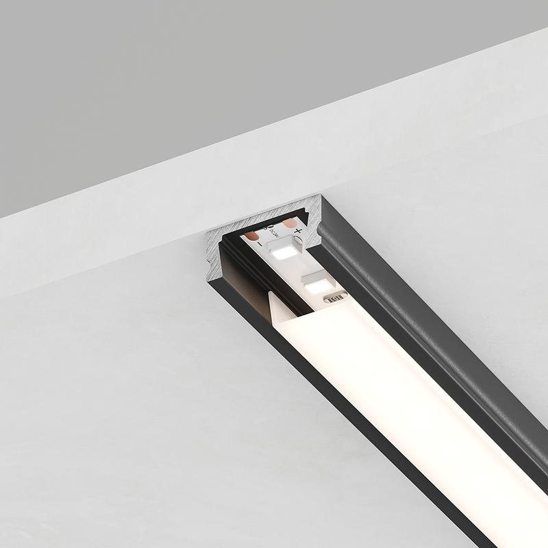 Профиль алюминиевый CAB262 16х6 накладной низкий черн. 2м ( в комплекте 2 заглушки 4 крепежа) FERON 10371