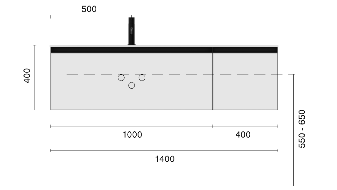 QUATRO 2 140см (100+40) тумба WILLOW профиль ANTHRACITE