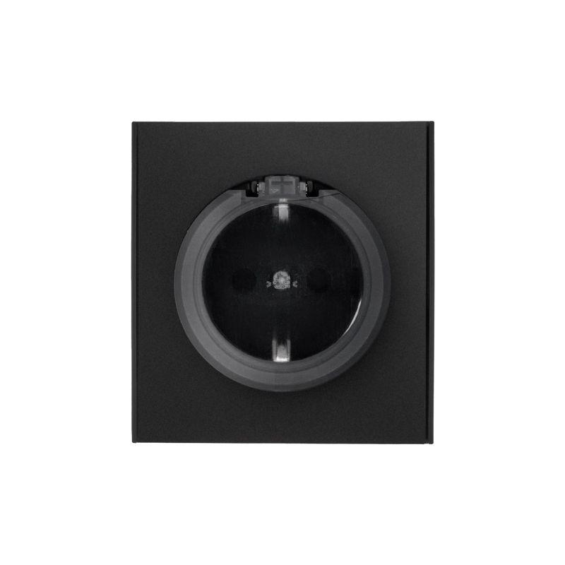 Розетка 1-м СП STRONG MIELE 16А с заземл. защ. шторки и крышкой антрацит Kranz KR-78-0702-5