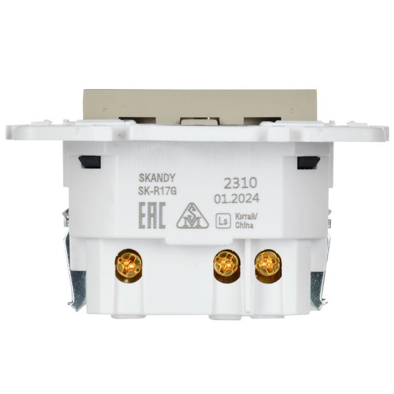 Розетка SKANDY 18Вт 16А с заземл. защ. шторки с USB C SK-R17B беж. IEK SK-R14-16-U14-018-K10