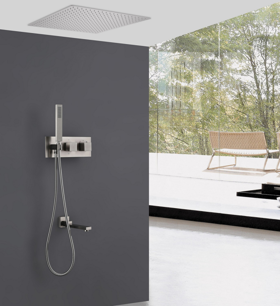 Душевая система ABBER Daheim AF8254SP скрытого монтажа с изливом, термостат, сатин