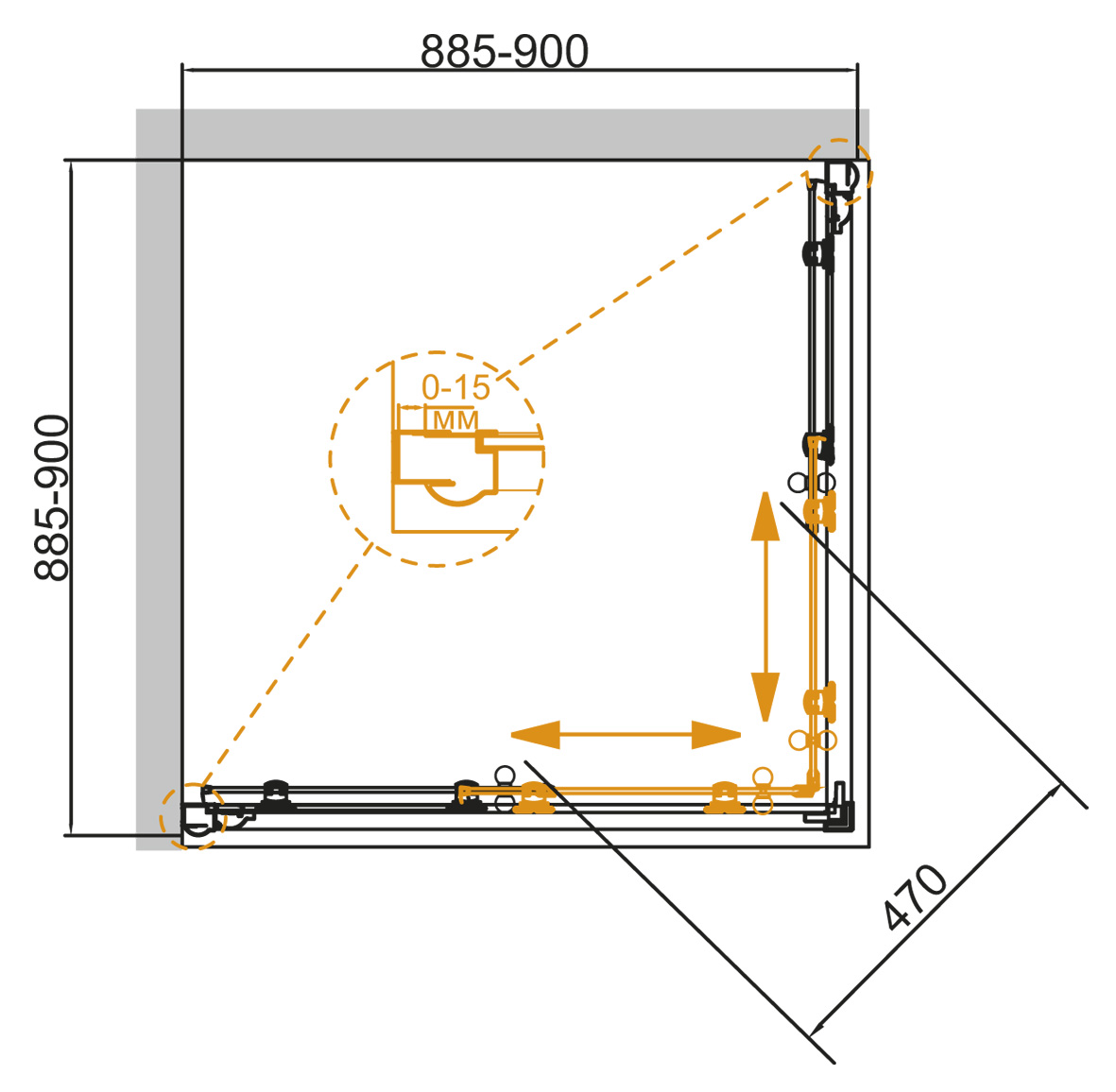 Душевой уголок CEZARES GIUBILEO-A-2-90-SCORREVOLE-C-G