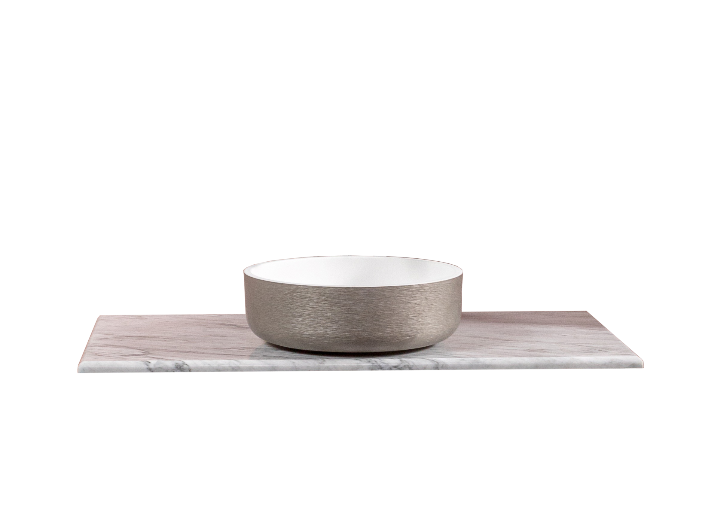 Столешница мрамор 101см Bianca Carrera под накладную раковину смесак сзади