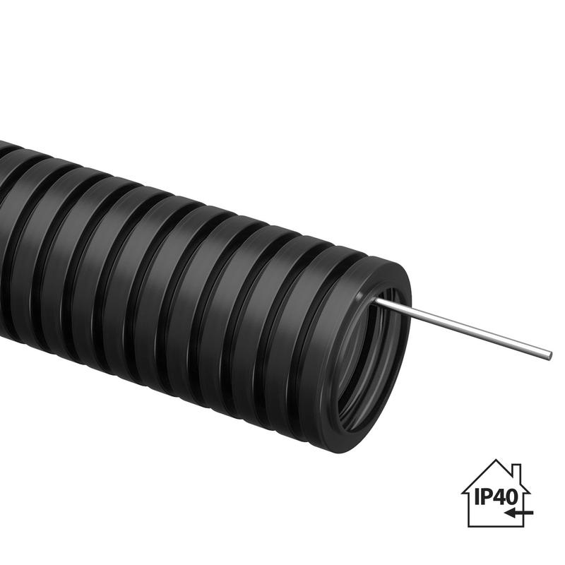 Труба гофрированная ПНД d16мм с протяжкой черн. (уп.75м) TOKOV ELECTRIC TKE-PND16-BL-75