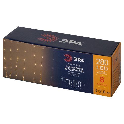 Гирлянда светодиодная ENIN-300WL "Занавес водопад" 3х2.8м 280LED IP20 тепл. бел. Эра Б0060418