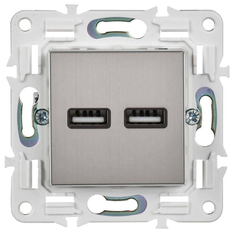 Розетка USB A+A 3.1А SKANDY SK-R15N никель IEK SK-U21-D31-K50