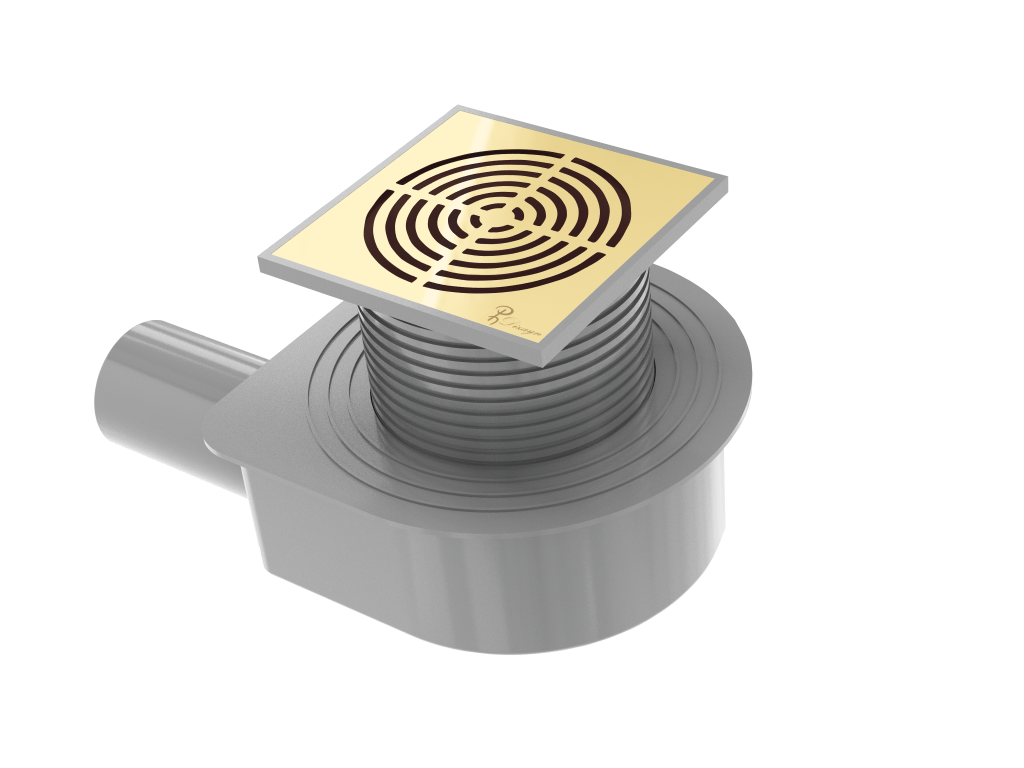 Душевой трап SMART DESIGN 15x15 cm, нерж.сталь МАТ. ЗОЛОТО