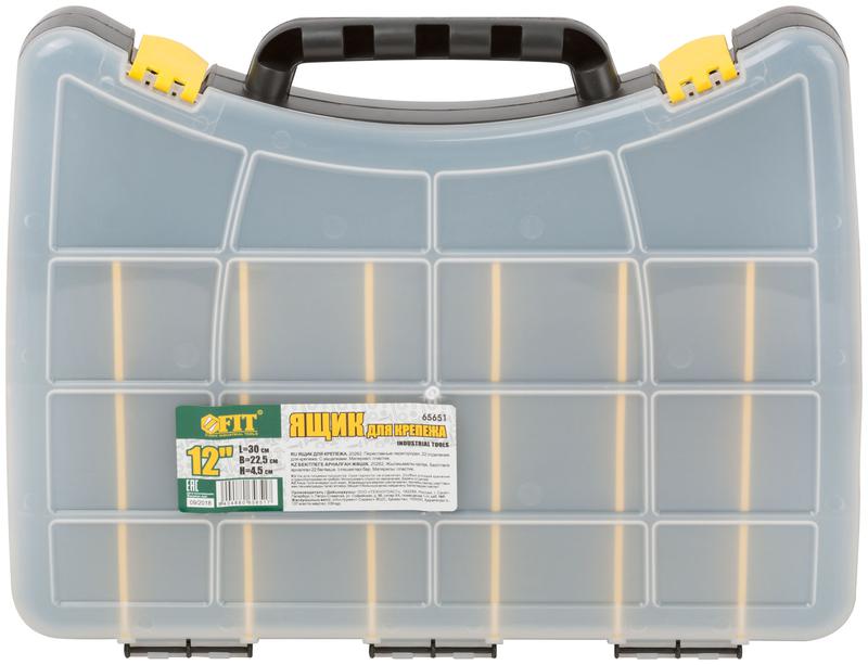 Ящик для крепежа (органайзер) (с защелкой) 12дюйм ( 300х225х45мм ) FIT 65651