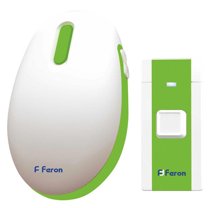 Звонок электрический дверной (36 мелодий) бел. зел. E-375 FERON 23688