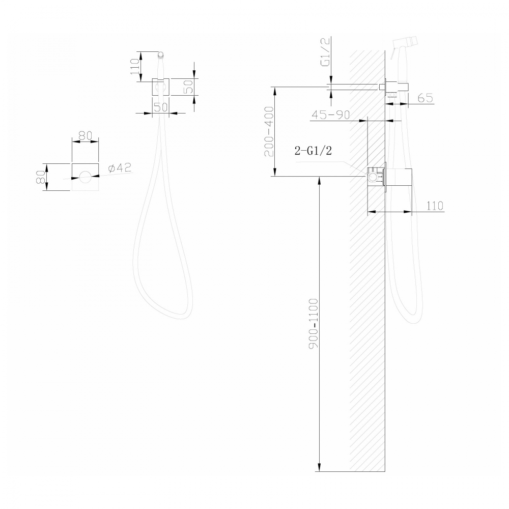 Смеситель ABBER Rund AF8725G с гигиеническим душем, золото матовое
