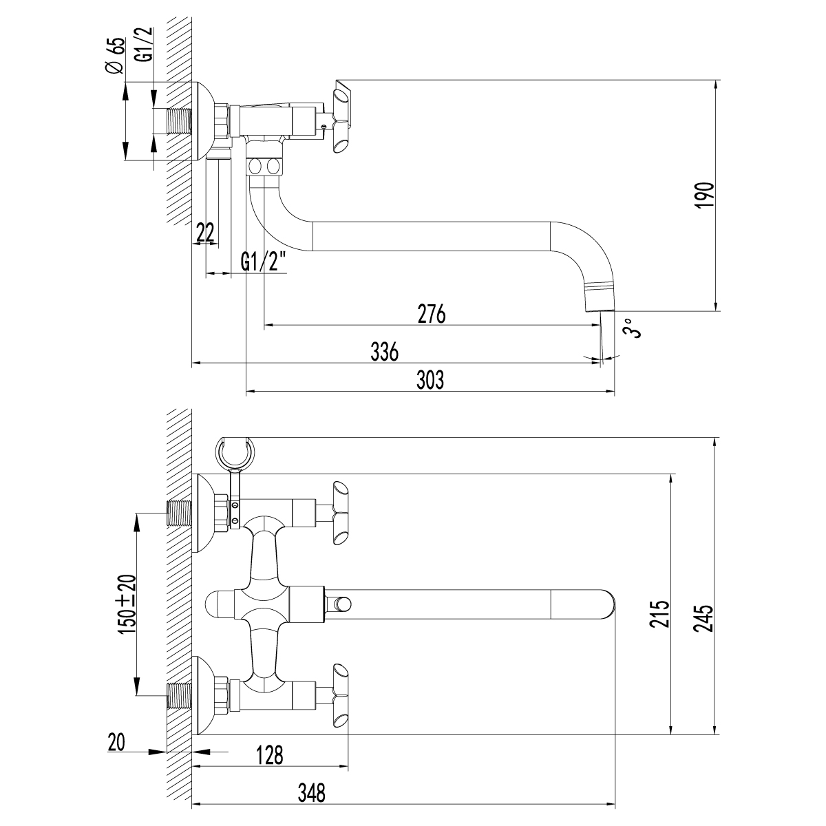 Смеситель для ванны Lemark Practica (LM7551C)