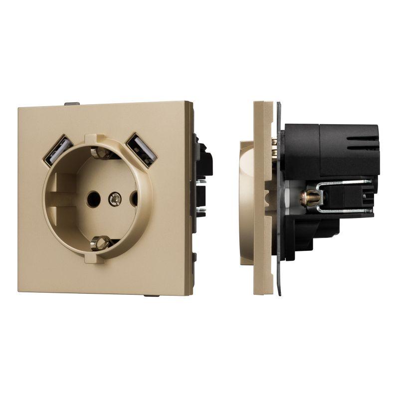 Механизм розетки с USB зарядкой SCT-TENDO-MUAA-SFPL-GD 230В 16А Arlight 054604