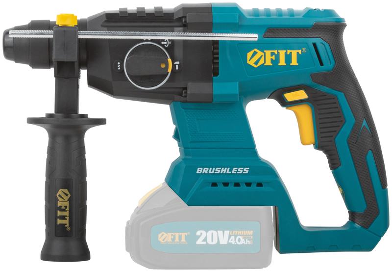 Перфоратор аккумуляторный бесщеточный 20В 0-1150об/мин 0-5200уд/мин 3Дж 3 режима SDS-PLUS реверс без АКБ FIT 79910