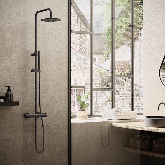 ZCOL638LIQNO Душ система термостат, Черный матовый Mini BIRILLO Paffoni