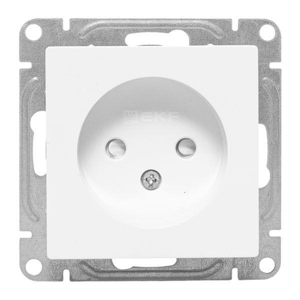 Розетка СП Эпика 16А без заземл. защ. шторки механизм бел. EKF UP1-SOW-101