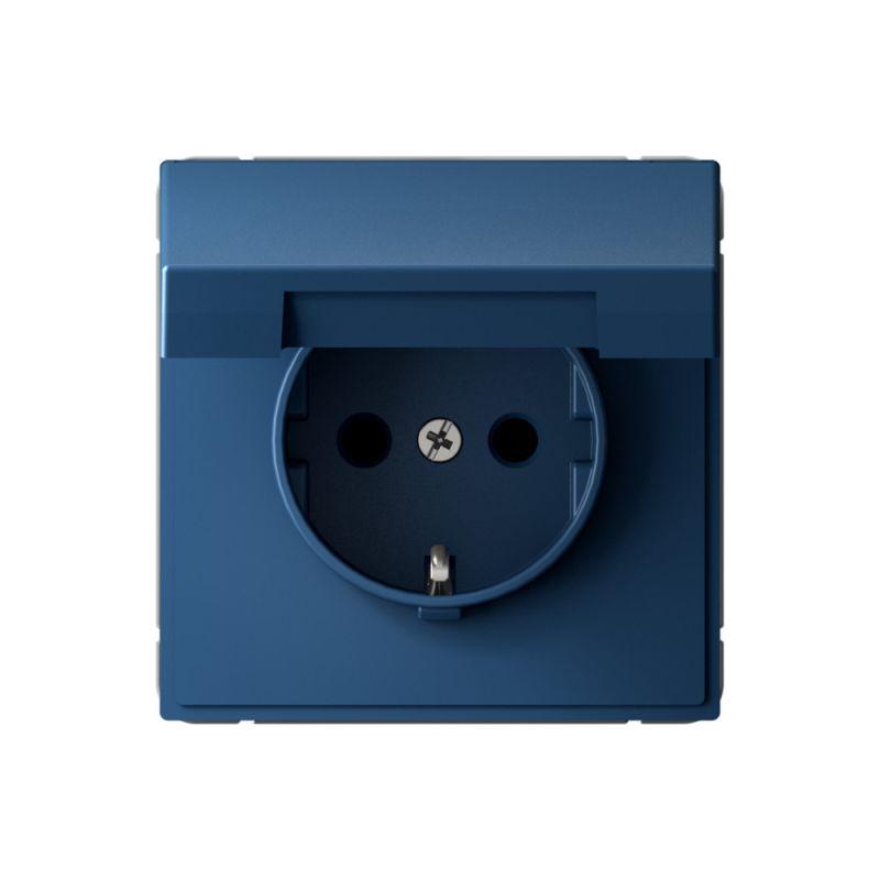 Розетка ArtGallery 16А IP20 с заземл. со шторками с крышкой быстрозажим. клем. механизм аквамарин SE GAL001146S
