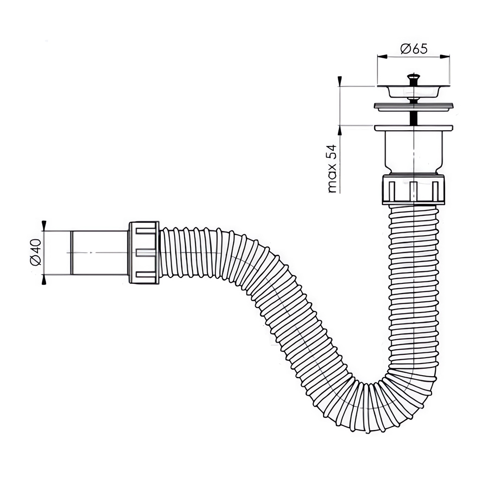 Сифон для раковины гибкий с выпуском BETTOSERB