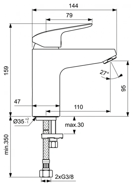 Смеситель для раковины Ideal Standard Ceraflex B1714AA, хром (без донного клапана)
