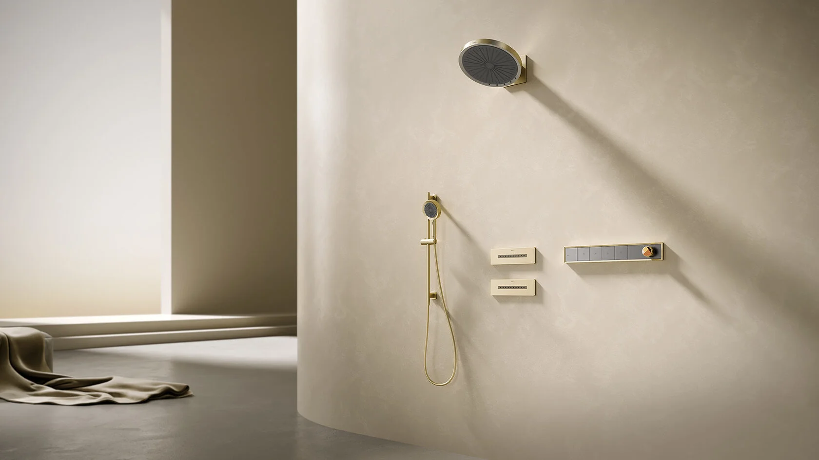 Душевой комплект ARROW ARQ14H889CG с ВНУТРЕННЕЙ ЧАСТЬЮ, с термостатом, брашированное золото