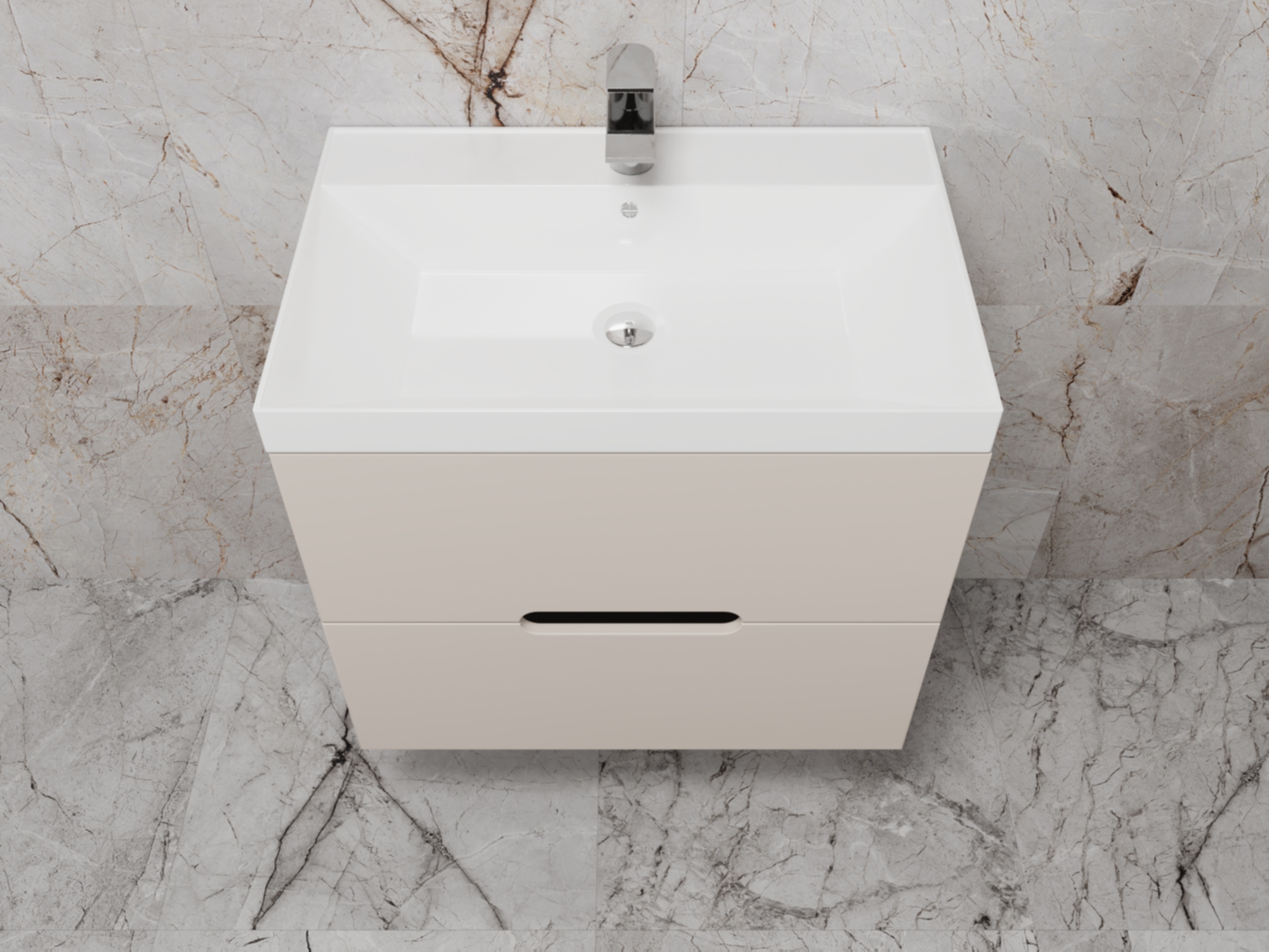 Тумба подвесная "Матис 70", Classic 70, (2 ящика), КРЕМ, ЭМАЛЬ