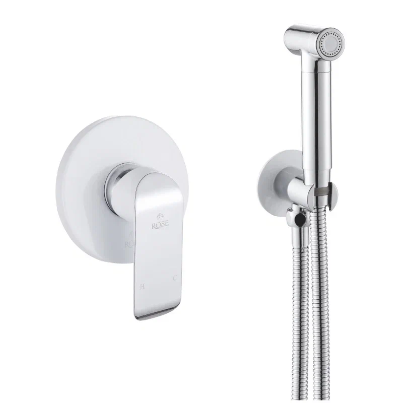 Гигиенический душ со смесителем Rose R2105F, белый/хром