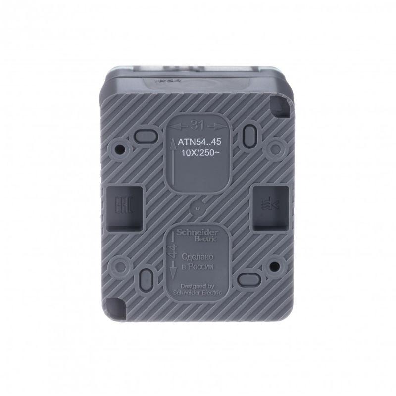 Розетка 1-м ОП AtlasDesign PROFI 16А IP54 250В заземл. защ. шторки антрацит SE ATN544045