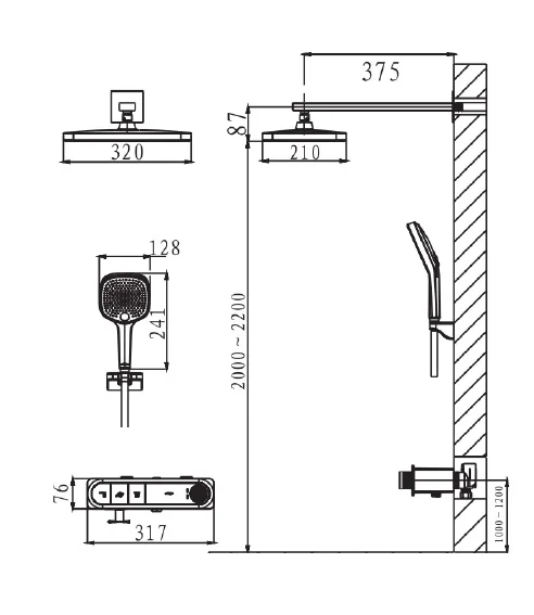 Встраиваемая душевая система ARROW ARQ13869CP, хром