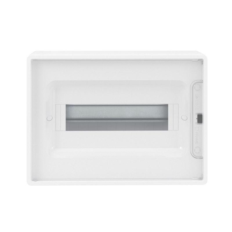 Щиток настенный 12мод. IP41 с прозр. дверцей с 2 шинами PEN на 8+6 отверст. бел. DKC F12W1WT