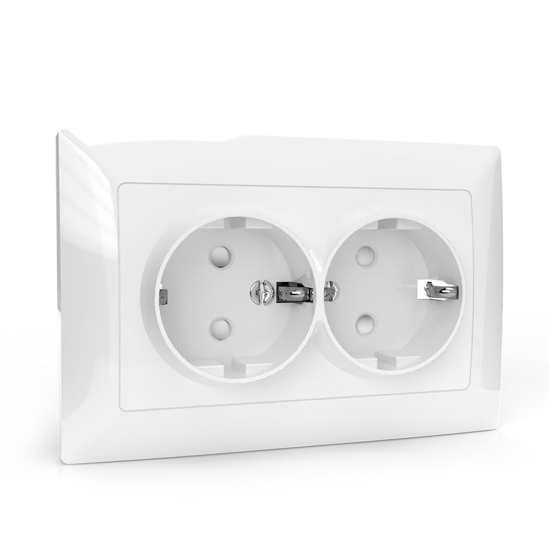 Розетка 2-м СП AVA 16А IP20 с заземл. защ. шторки в сборе бел. TOKOV LIGHT TKL-AV-R2FZSF-C01