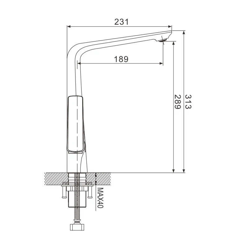Смеситель для кухни Rose R1313H, черный/хром