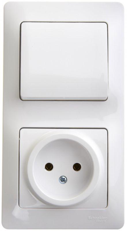 Блок комбинированный Glossa (розетка + 1-кл. выкл.) бел. SE GSL000160