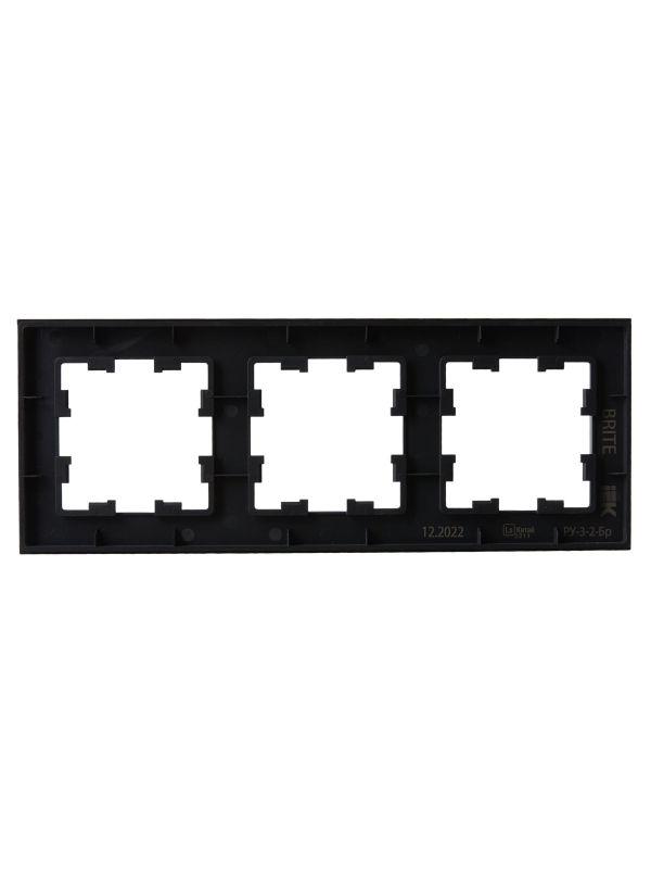 Рамка 3-м BRITE РУ-3-2-Бр стекло черн. матов. IEK BR-M32-G-31-K02