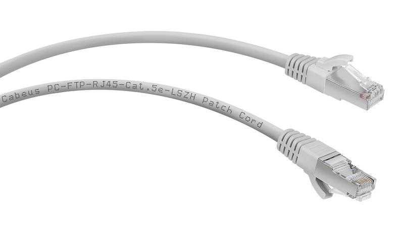 Патч-корд F/UTP кат.5E PC-FTP-RJ45-Cat.5e-1m-LSZH 2хRJ45/8p8c экранир. LSZH 1м сер. Cabeus 8870c